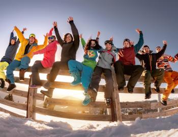 friends at ski resort 