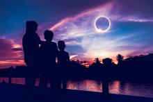 kids watching total solar eclipse 