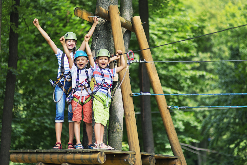 kids on a ropes course