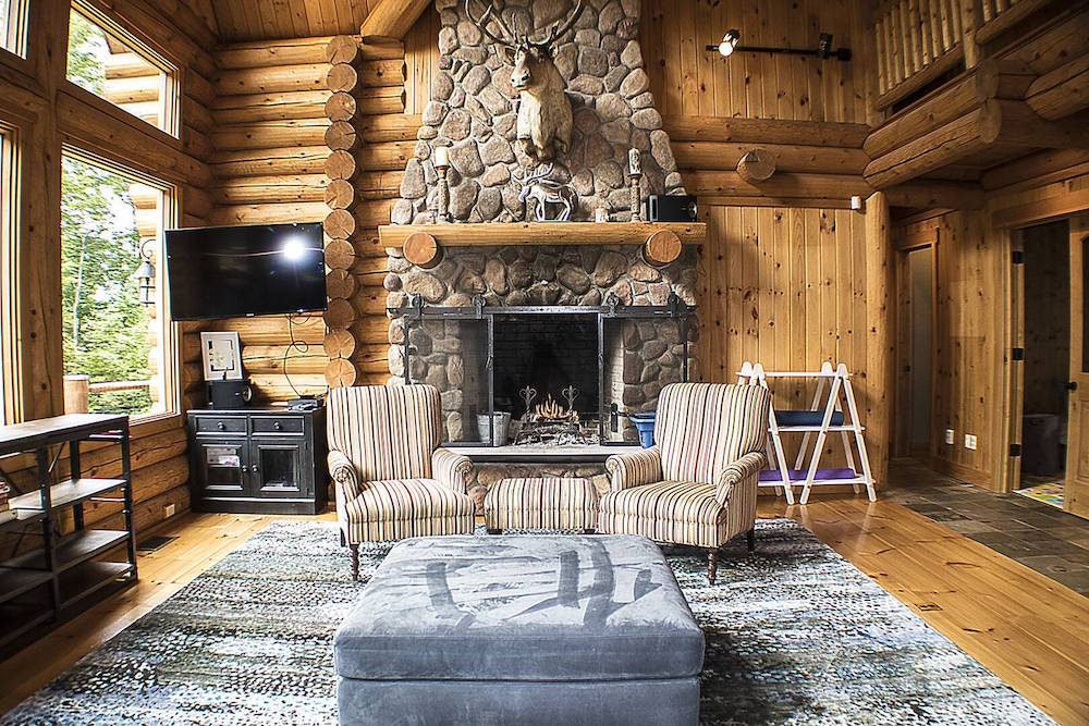 living room of Ridge Top Chateau vacation rental in Killington, Vt. 