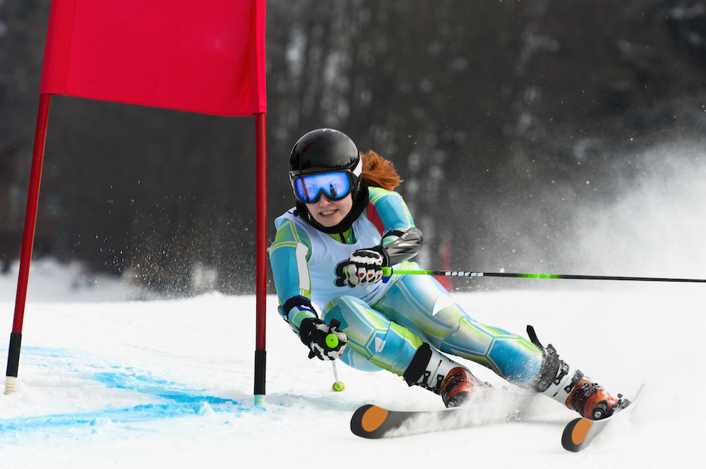 Woman in giant slalom race